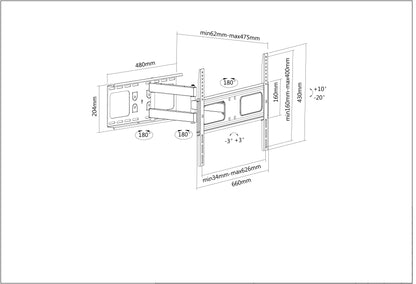 Full-Motion TV Wall Mount, for 37" to 70" Displays Image 7