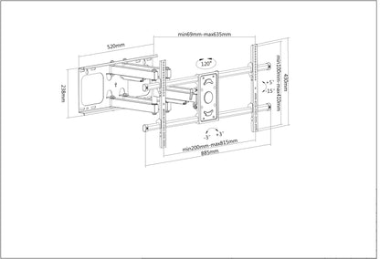 Full-Motion Large-Screen TV Wall Mount, for 37" to 90" Displays Image 6