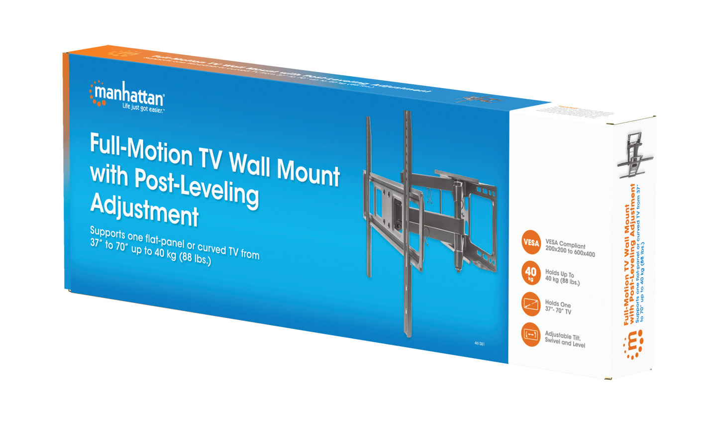 Full-Motion TV Wall Mount with Post-Leveling Adjustment, for 37" to 70" Displays Packaging Image 2