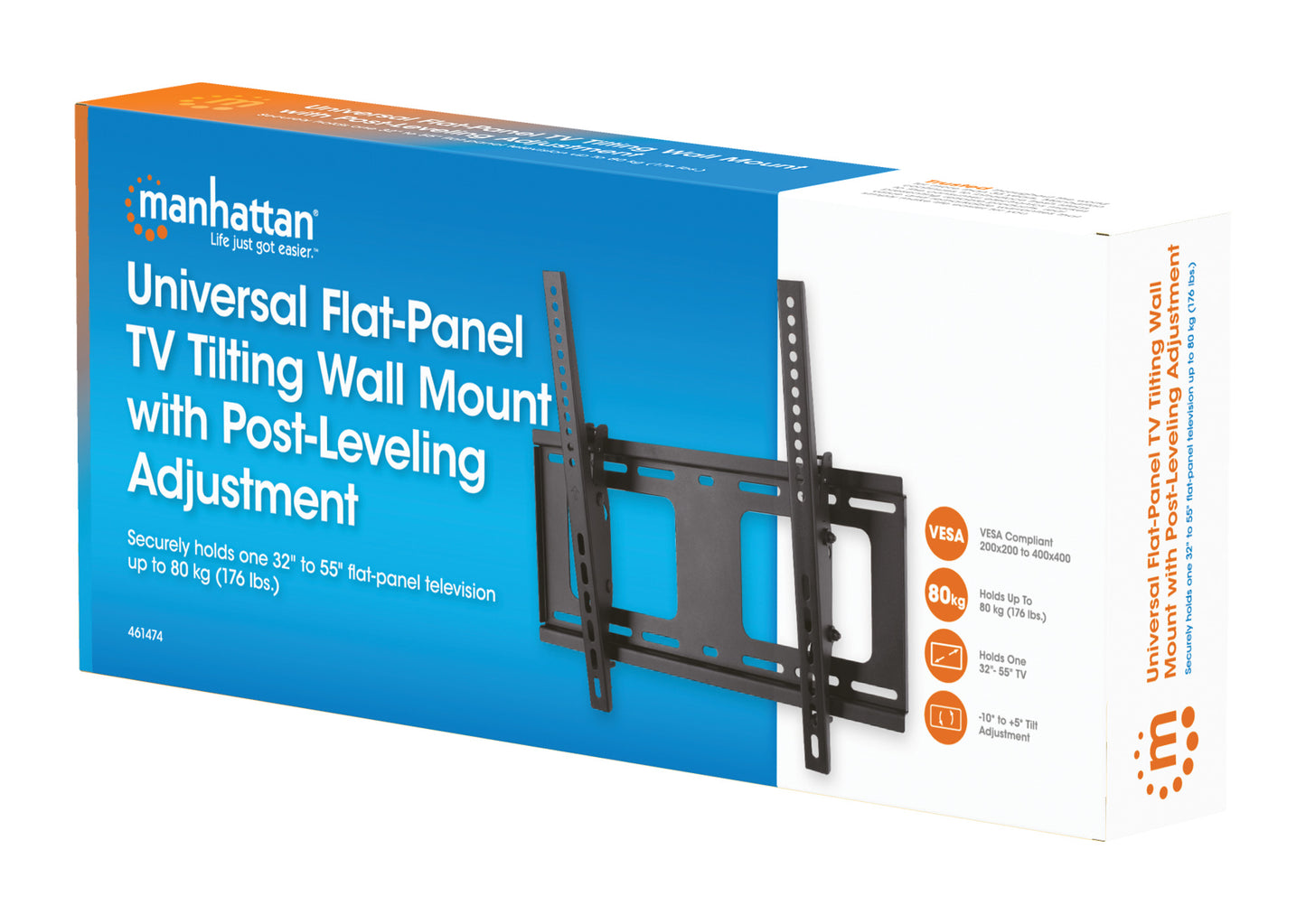 Universal Flat-Panel TV Tilting Wall Mount with Post-Leveling Adjustment Packaging Image 2