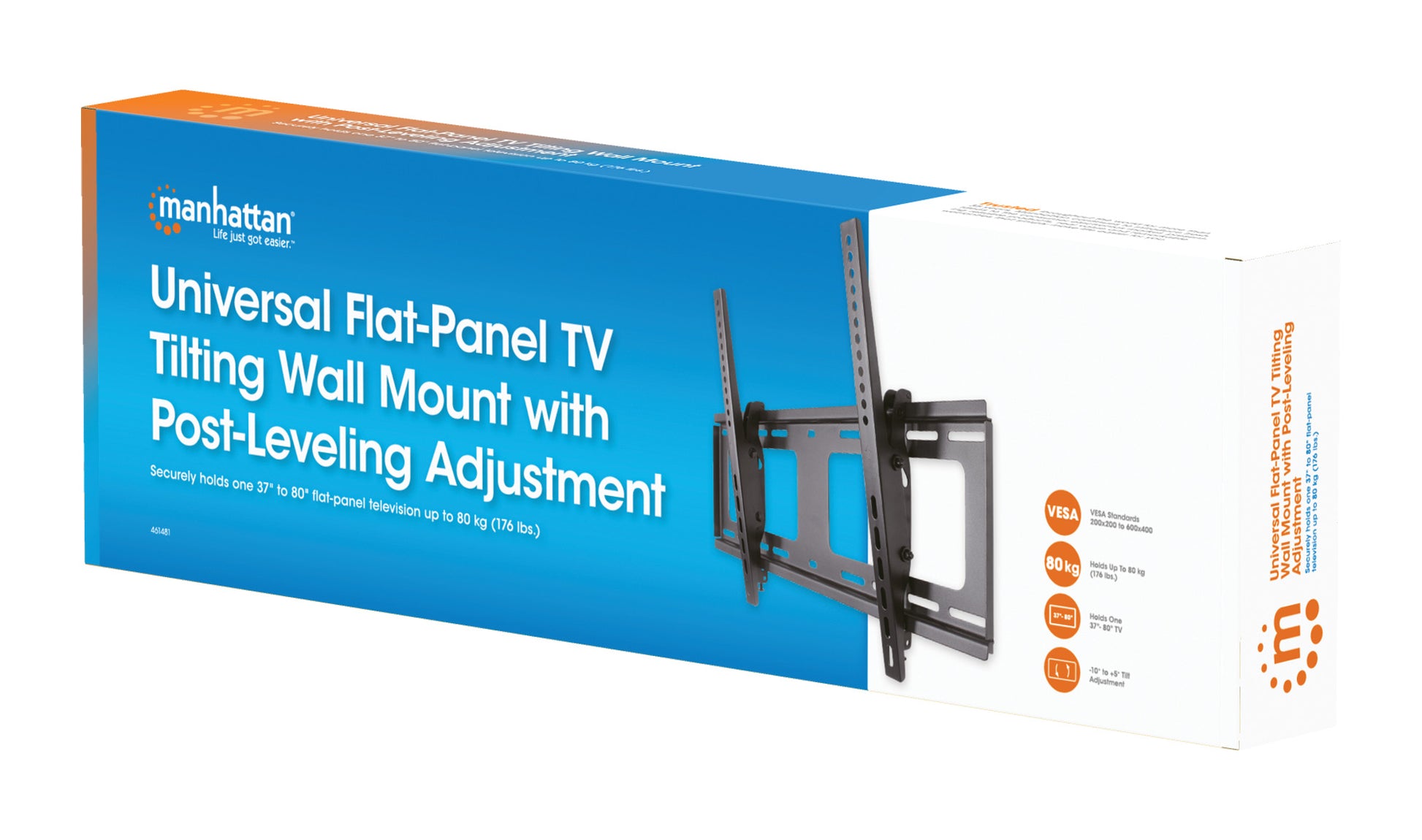 Tilting TV Wall Mount with Post-Leveling Adjustment, for 37" to 80" Displays Packaging Image 2