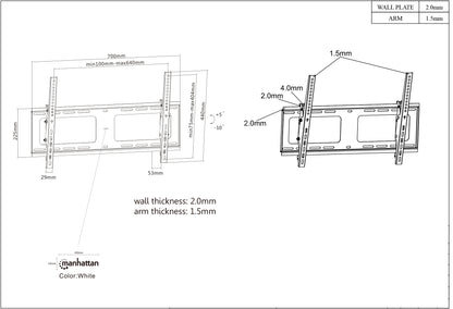 Tilting TV Wall Mount with Post-Leveling Adjustment, for 37" to 80" Displays Image 9