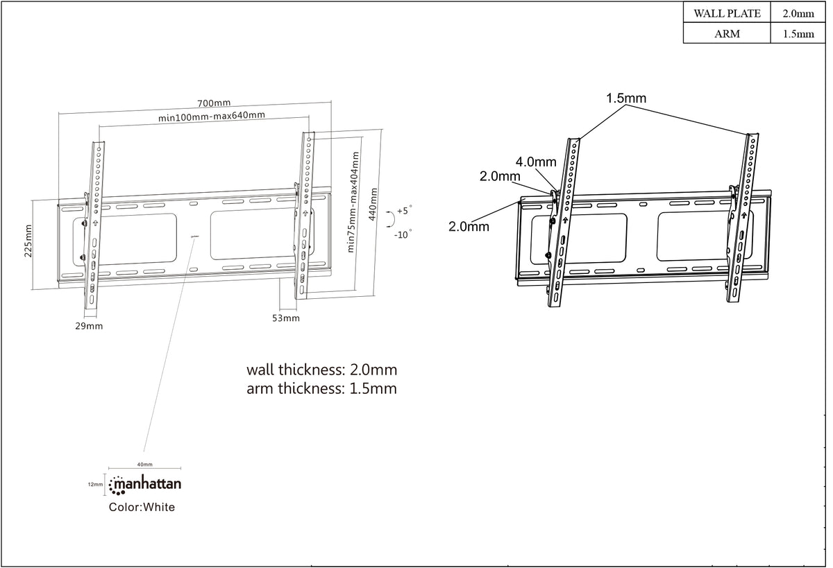 Tilting TV Wall Mount with Post-Leveling Adjustment, for 37" to 80" Displays Image 9