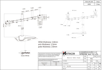 Dual Monitor Stand with Double-Link Swing Arms, for 13" to 32" Displays Image 7