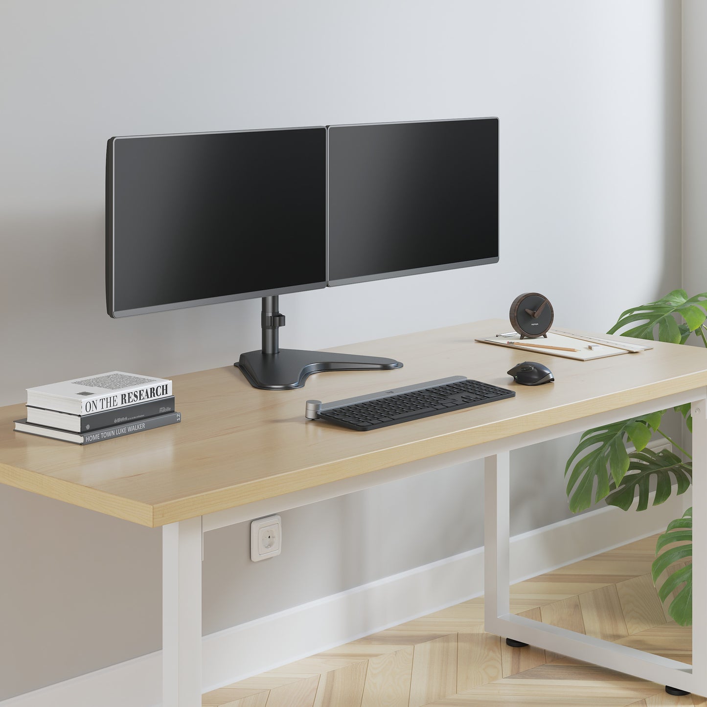 Dual Monitor Stand with Double-Link Swing Arms, for 13" to 32" Displays Image 9