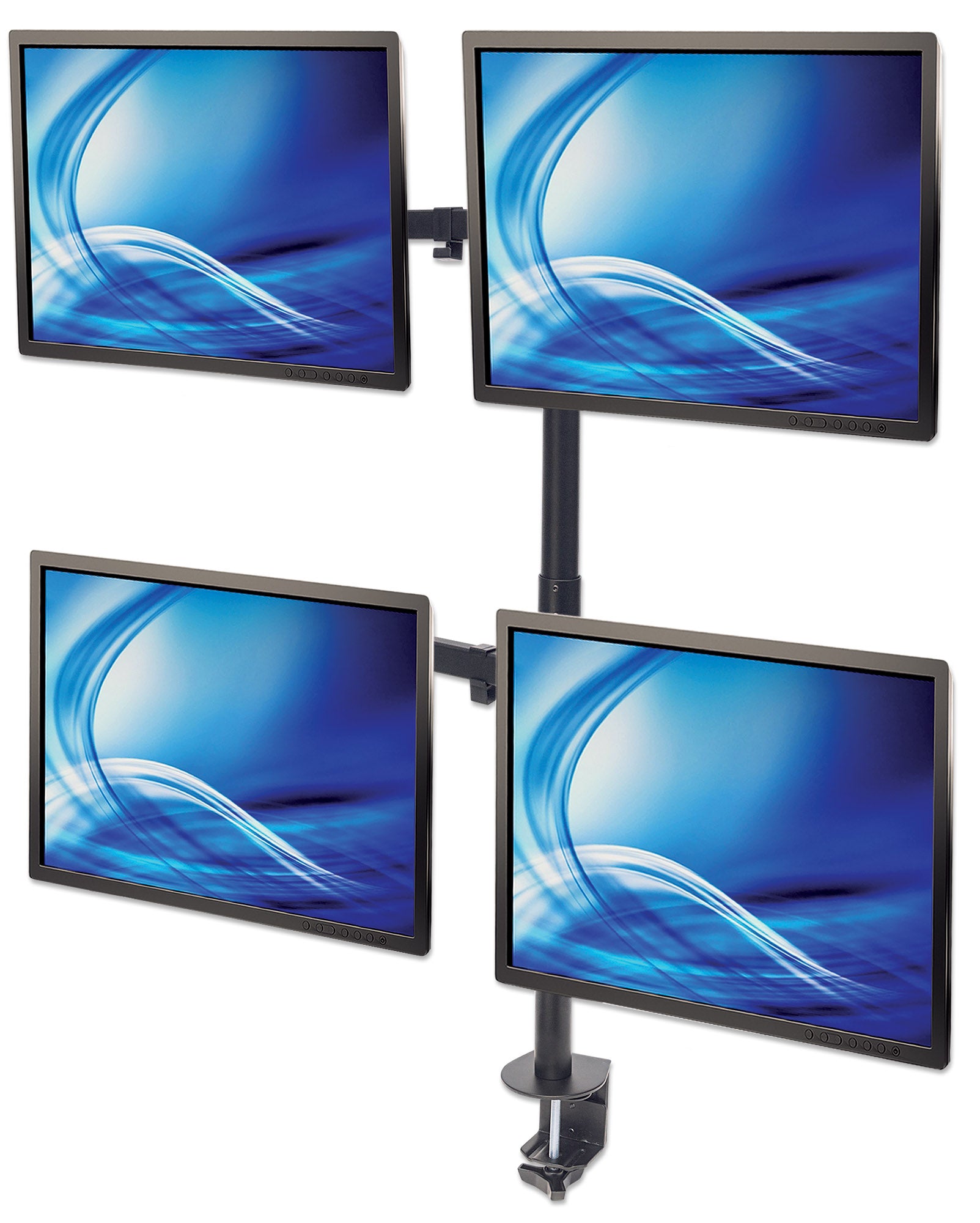 Universal Four Monitor Mount with Double-Link Swing Arms Image 4