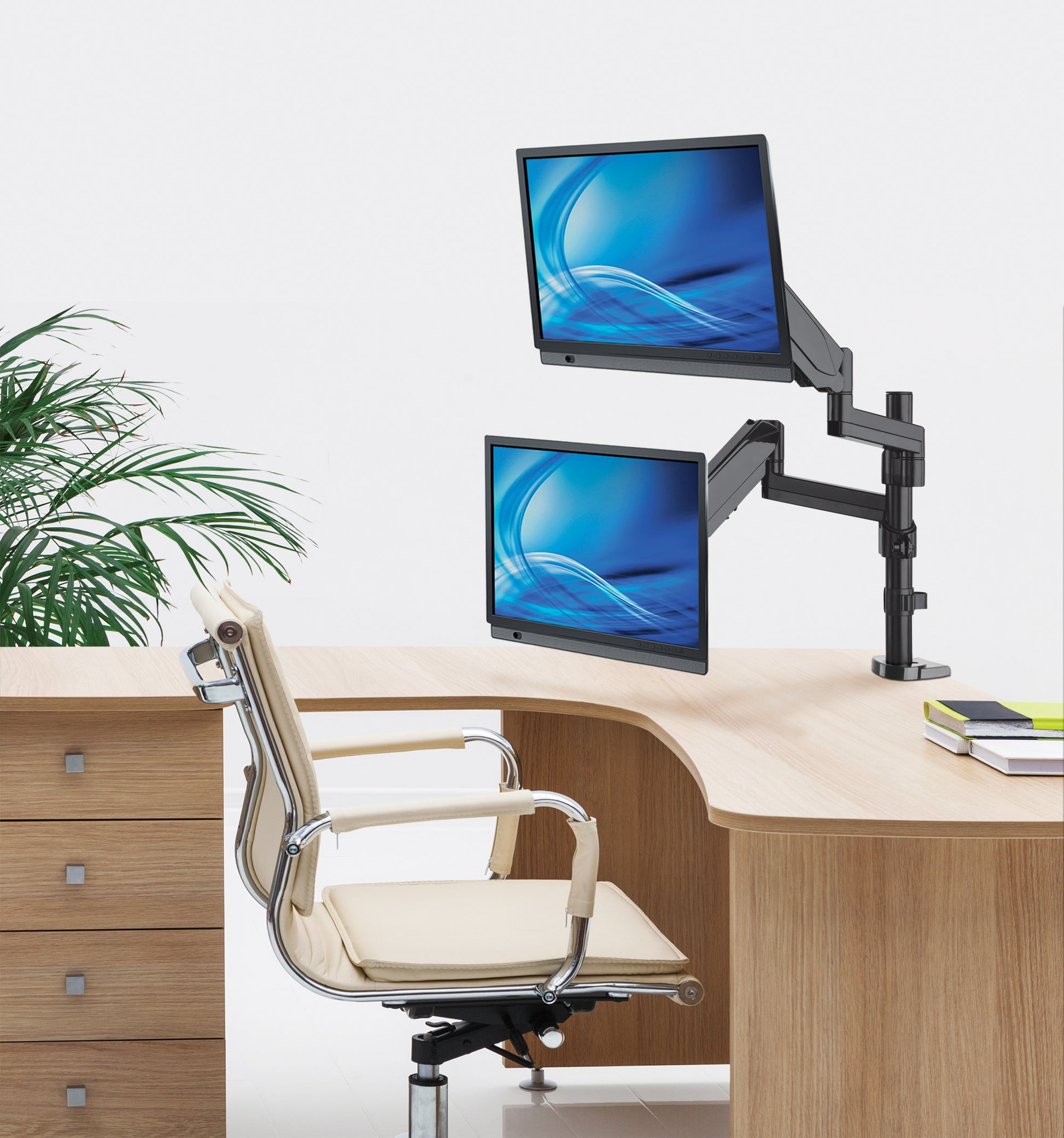 Universal Gas Spring Monitor Mount with Height-Adjustable Arms, for 17" to 32" Displays Image 7