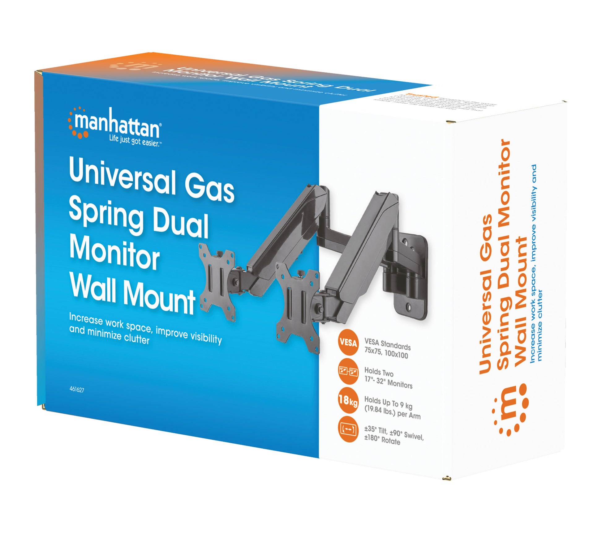 Universal Gas Spring Dual Monitor Wall Mount Packaging Image 2