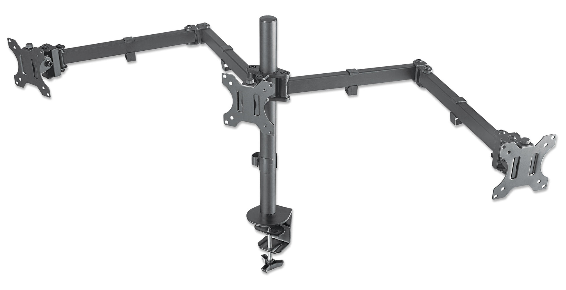 Triple Monitor Mount with Center Mount and Double-Link Swing Arms, for 13" to 27" Displays Image 1