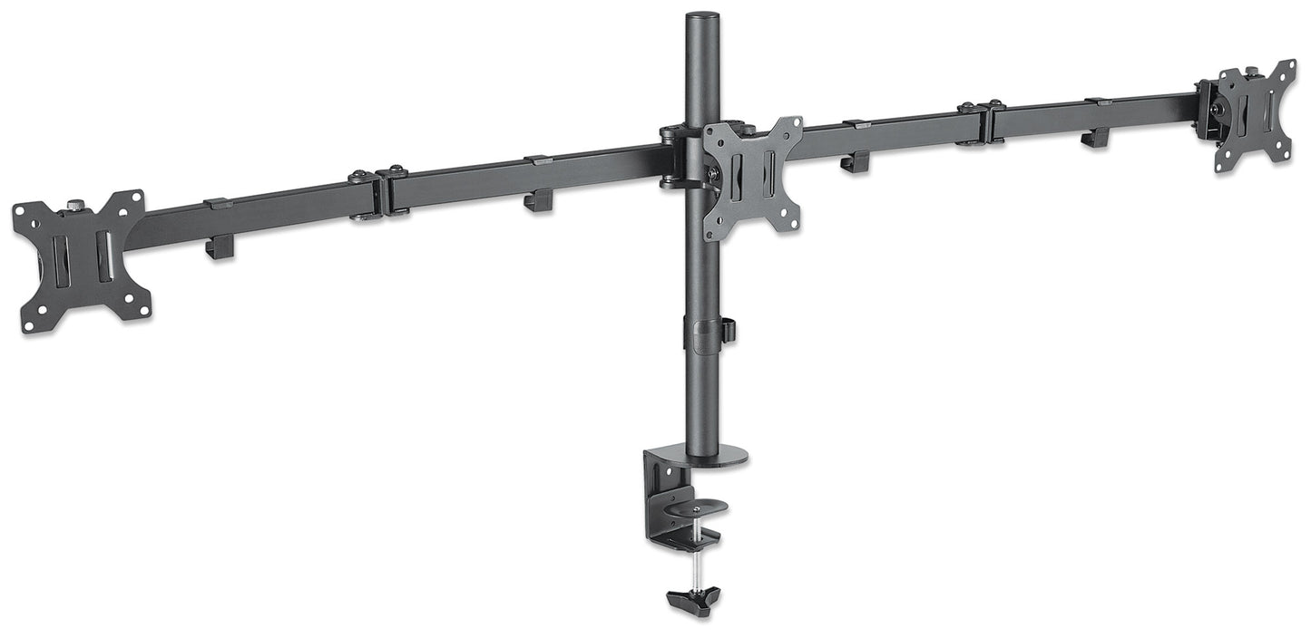Triple Monitor Mount with Center Mount and Double-Link Swing Arms, for 13" to 27" Displays Image 4