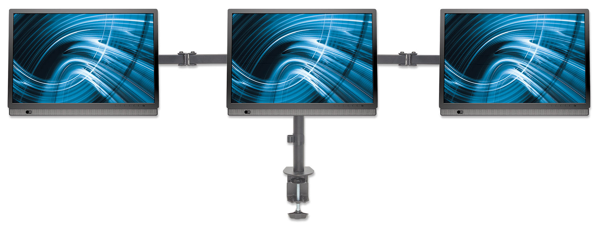 Triple Monitor Mount with Center Mount and Double-Link Swing Arms, for 13" to 27" Displays Image 6