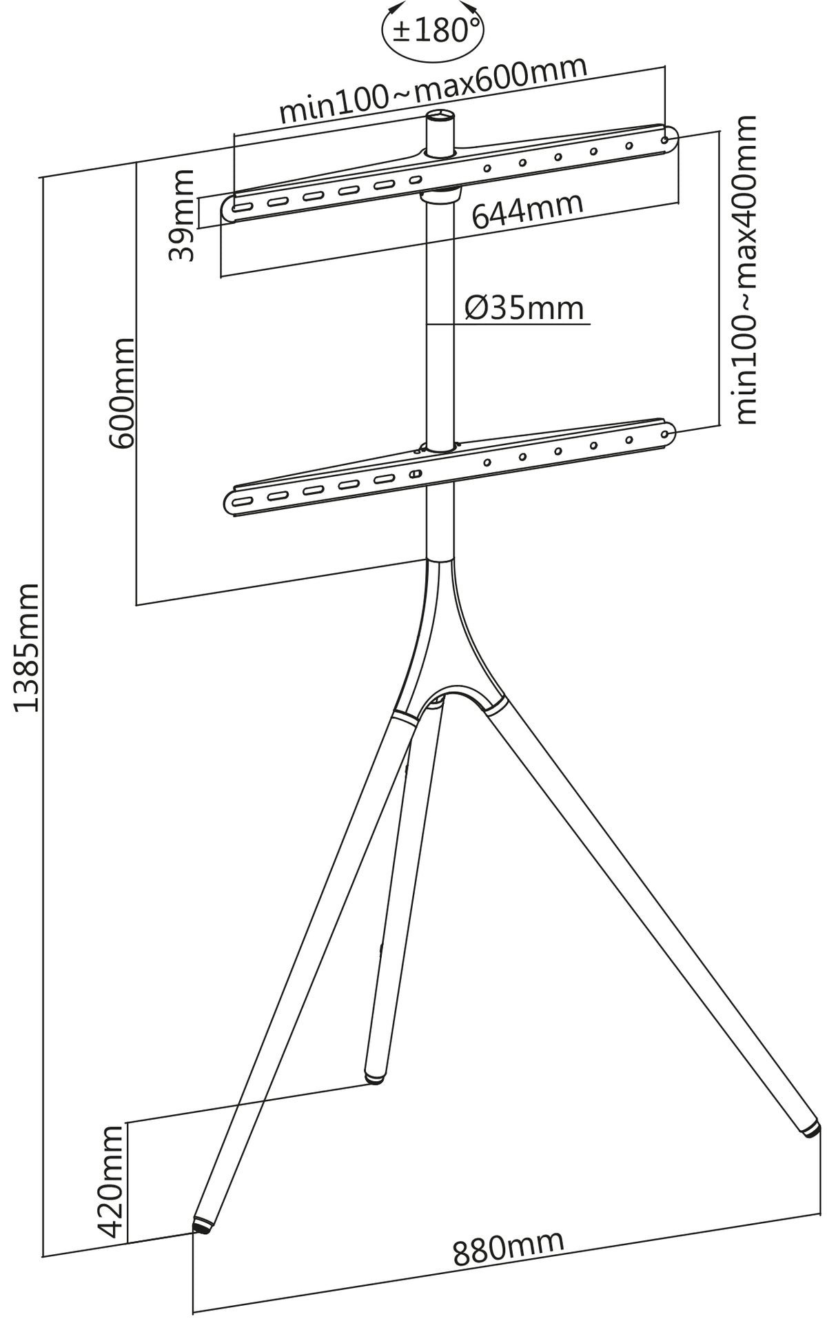Easel Tripod TV Mount Stand, for 45" to 65" Displays Image 13