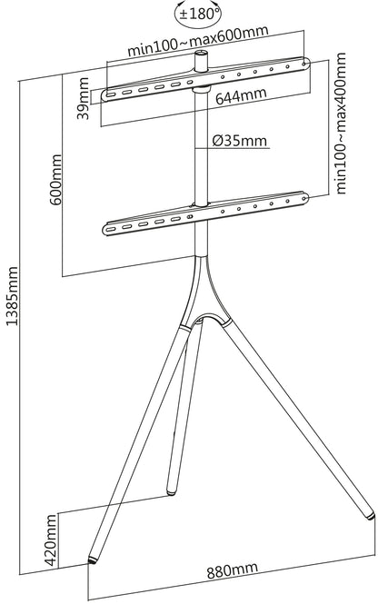 Easel Tripod TV Mount Stand, for 45" to 65" Displays Image 13