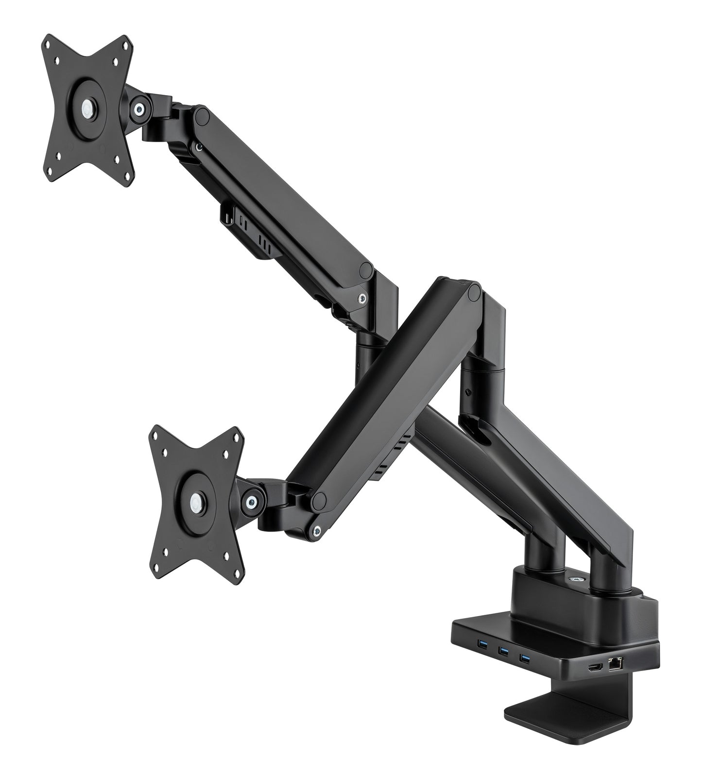 Aluminum Gas Spring Dual Monitor Desk Mount with 8-in-1 Docking Station Image 1