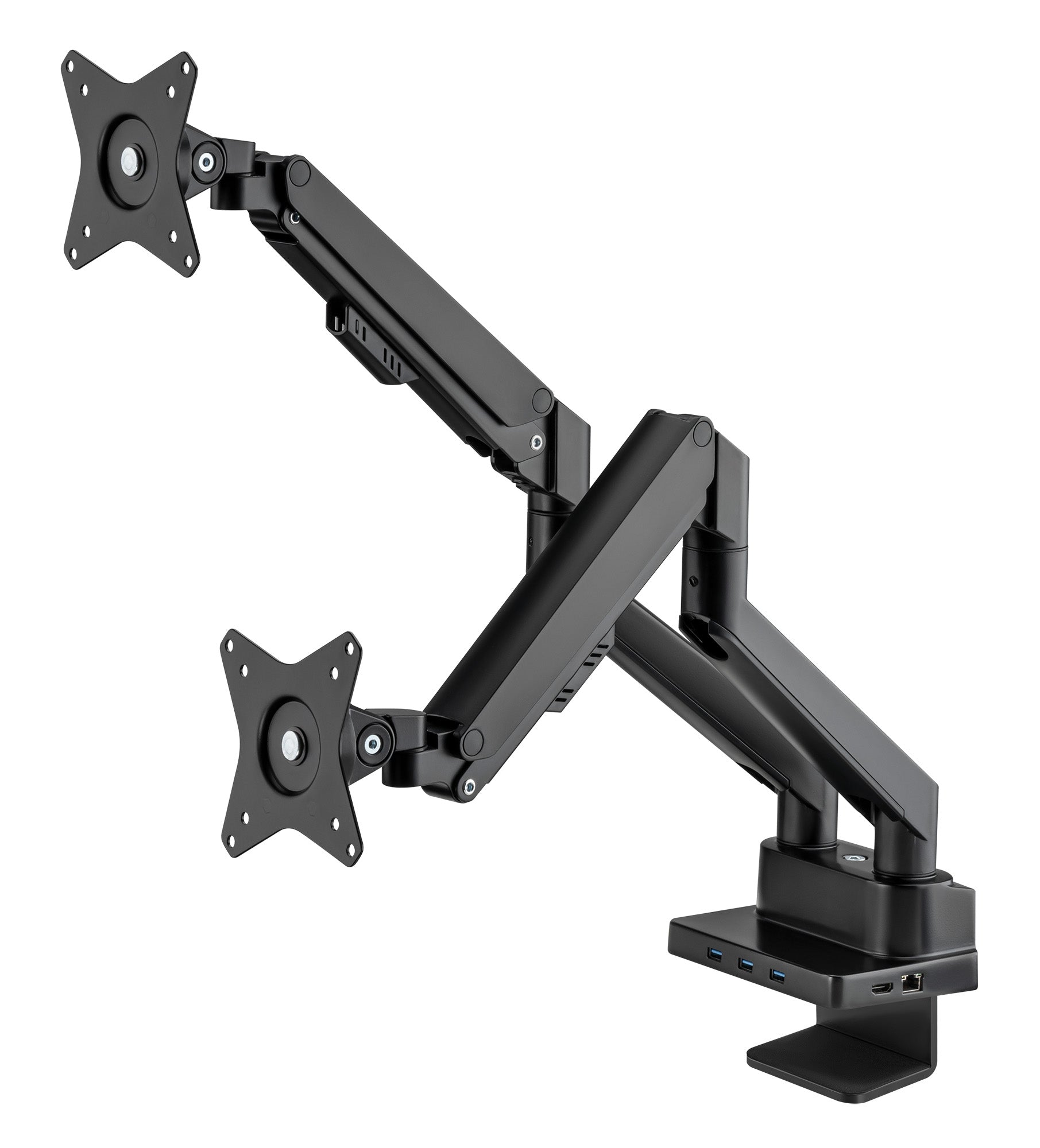 Aluminum Gas Spring Dual Monitor Desk Mount with 8-in-1 Docking Station Image 1