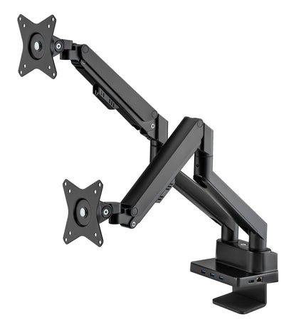 Aluminum Gas Spring Dual Monitor Desk Mount with 8-in-1 Docking Station Image 1