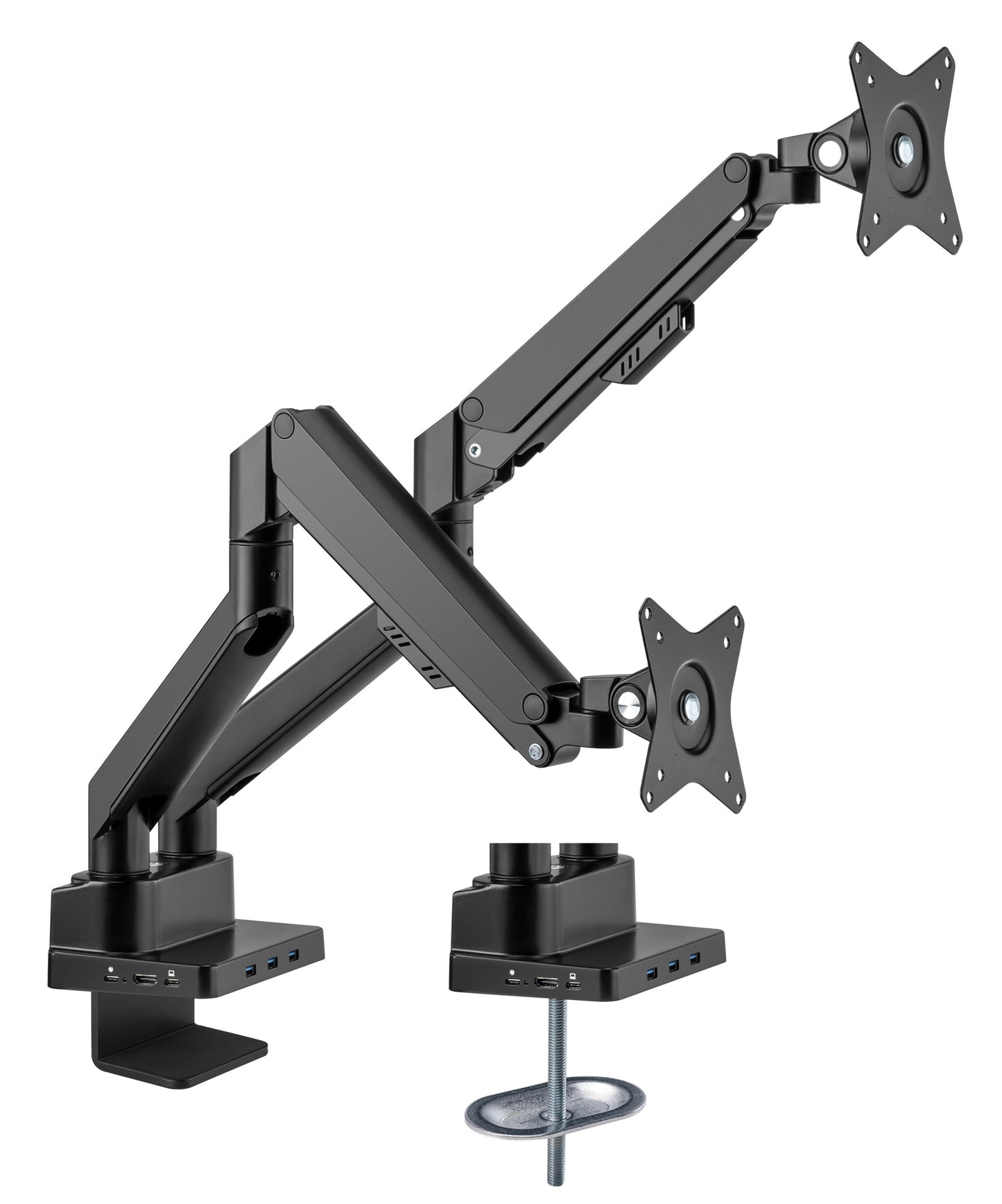 Aluminum Gas Spring Dual Monitor Desk Mount with 8-in-1 Docking Station Image 13