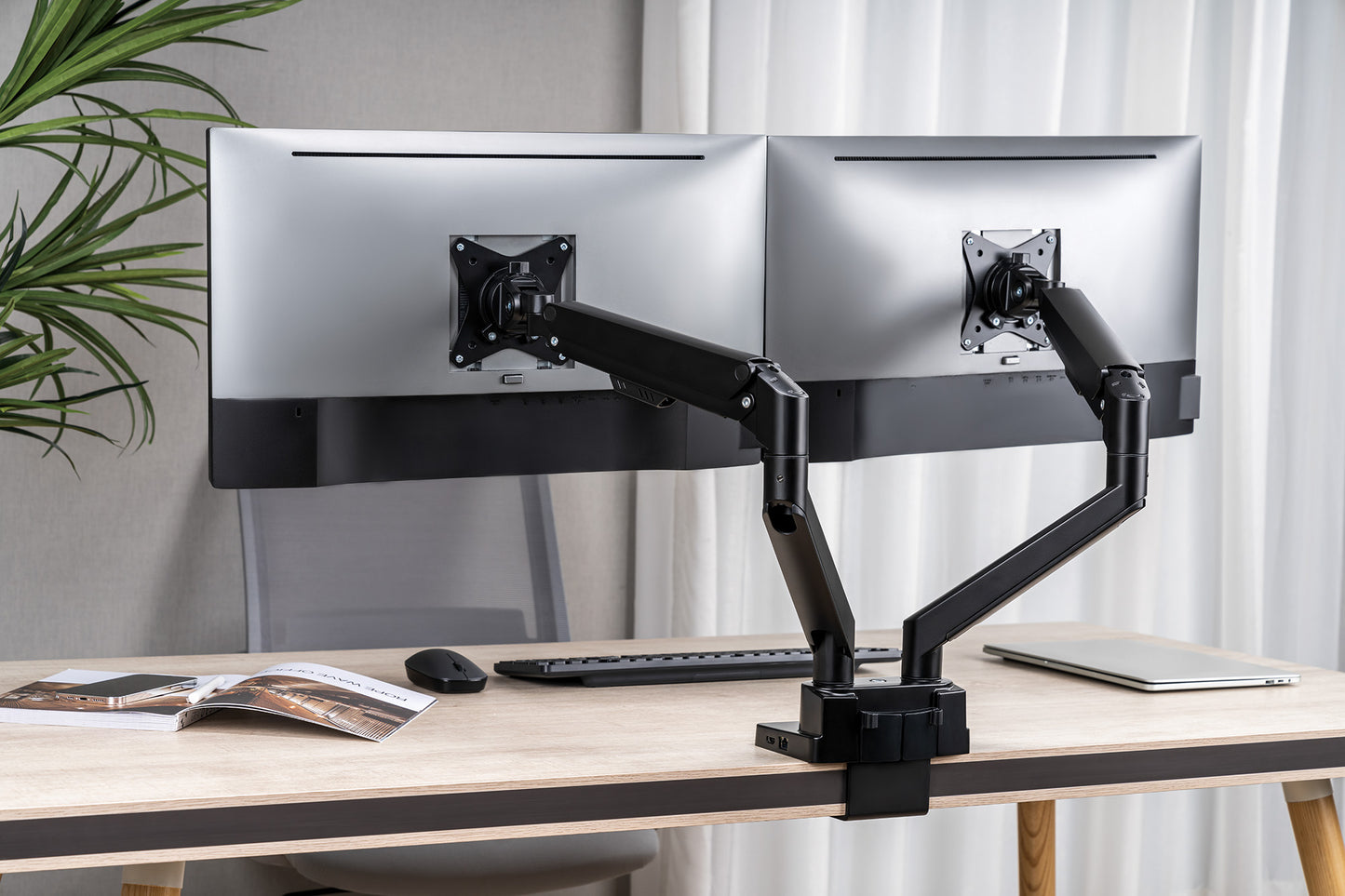Aluminum Gas Spring Dual Monitor Desk Mount with 8-in-1 Docking Station Image 6