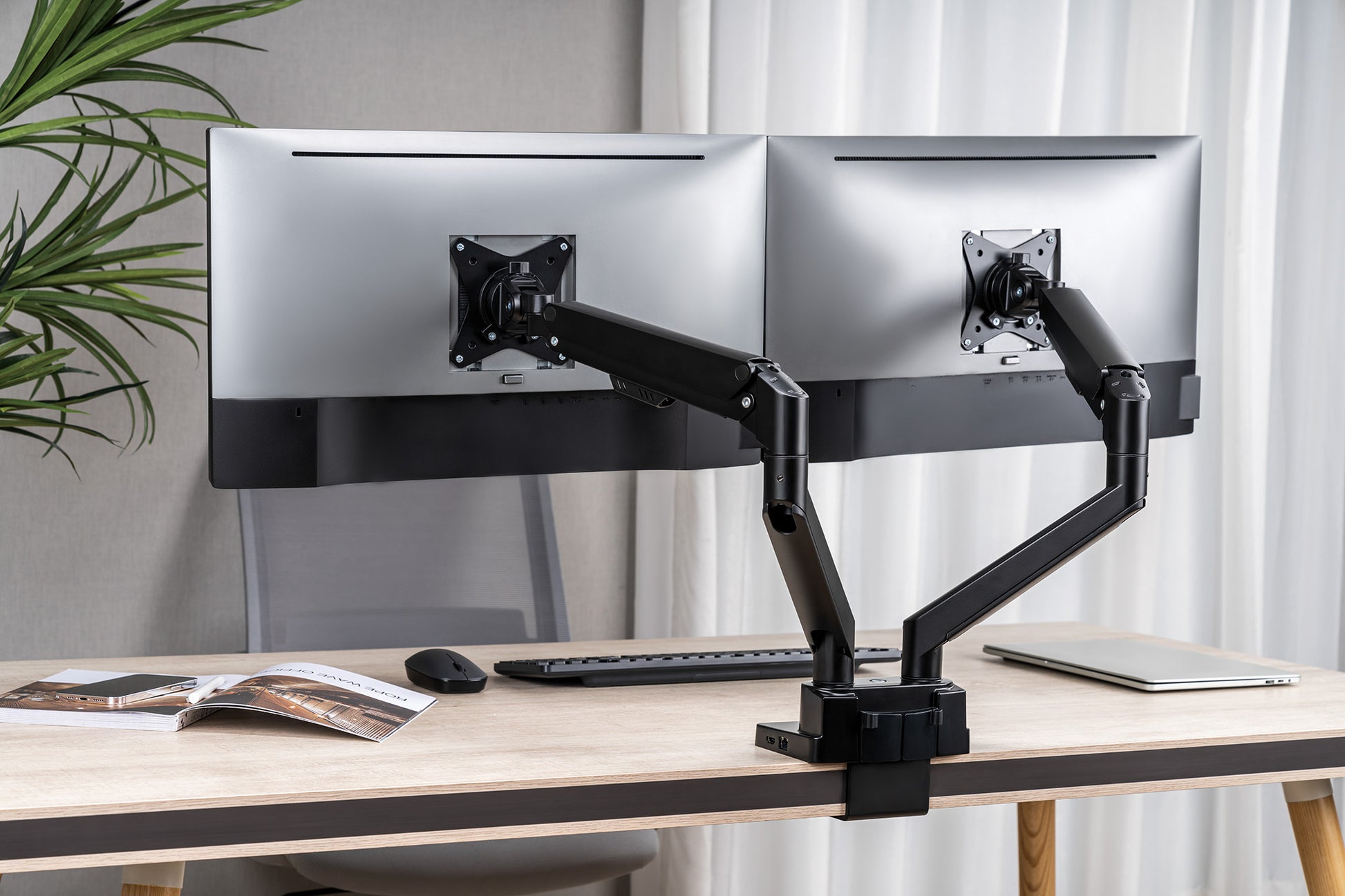 Aluminum Gas Spring Dual Monitor Desk Mount with 8-in-1 Docking Station Image 6