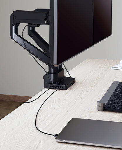 Aluminum Gas Spring Dual Monitor Desk Mount with 8-in-1 Docking Station Image 9