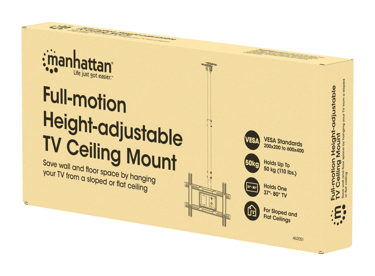 Full-Motion Height-Adjustable TV Ceiling Mount, for 37" to 80" Displays Packaging Image 2