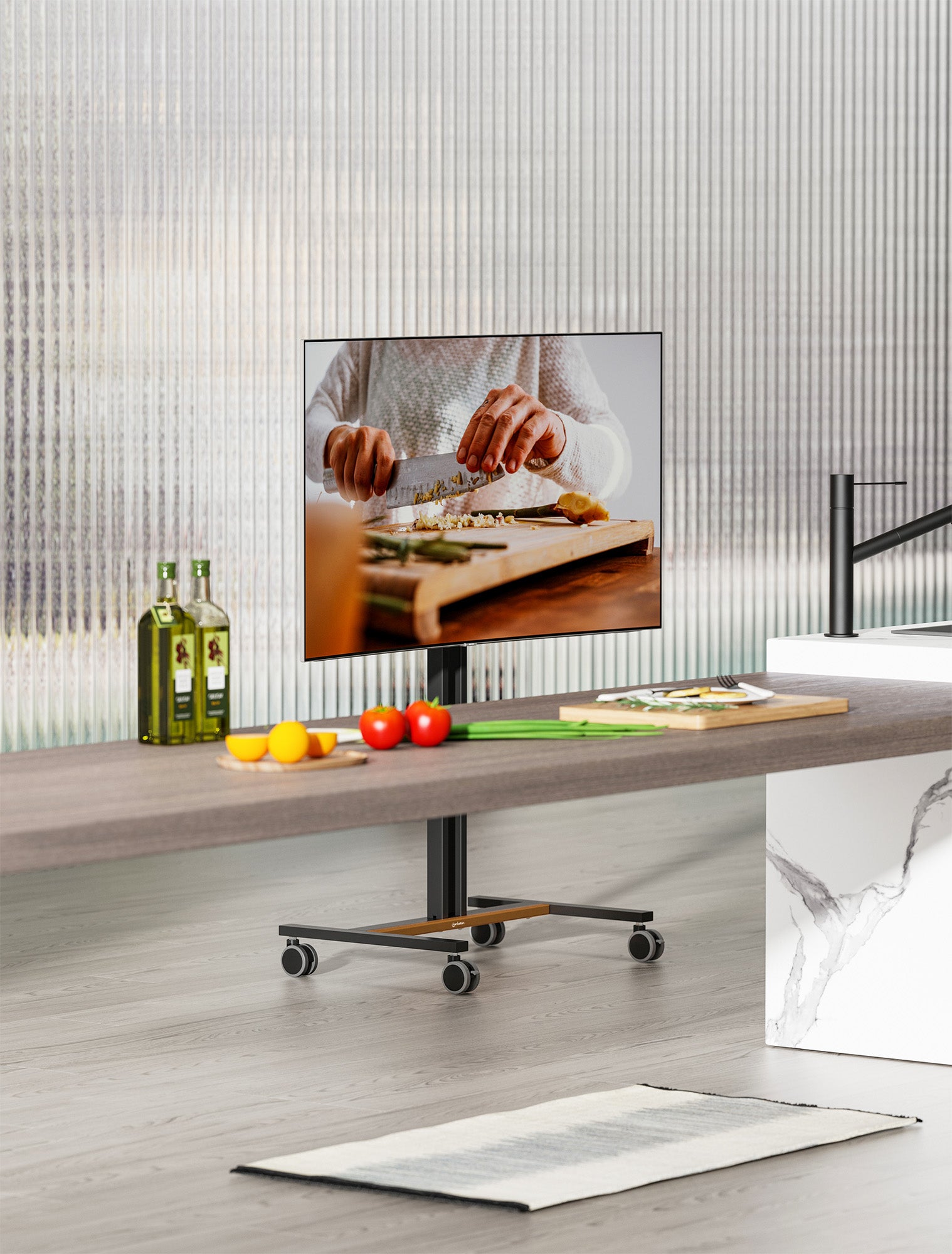 Compact Height-Adjustable TV Cart / Stand, for 34" to 55" Displays Image 3