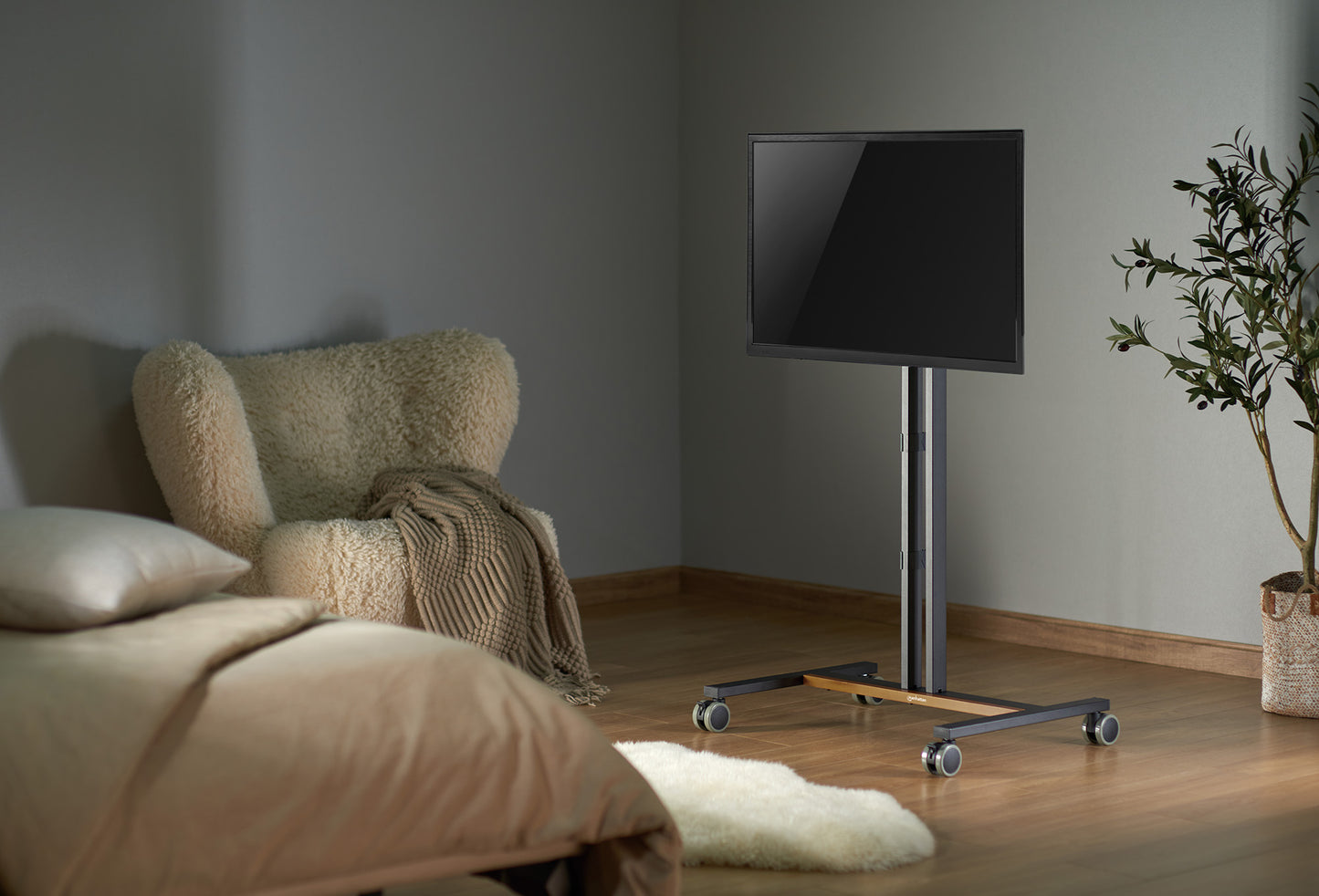 Compact Height-Adjustable TV Cart / Stand, for 34" to 55" Displays Image 9
