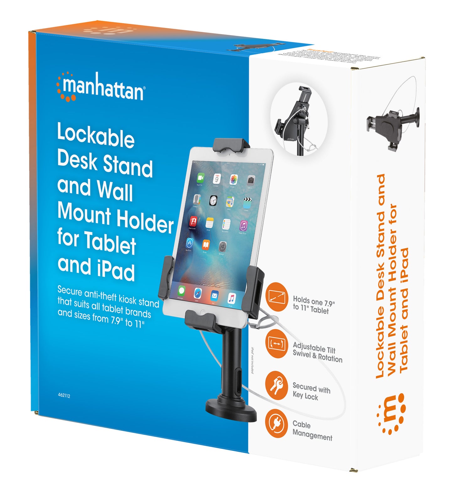 Lockable Desk Stand and Wall Mount Holder for Tablet and iPad Packaging Image 2