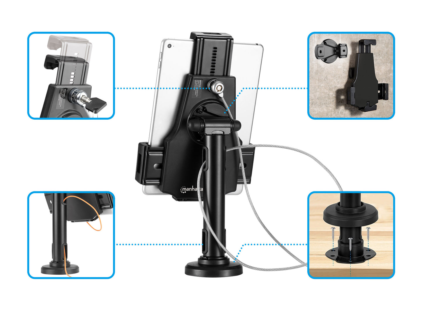 Lockable Desk Stand and Wall Mount Holder for Tablet and iPad Image 13