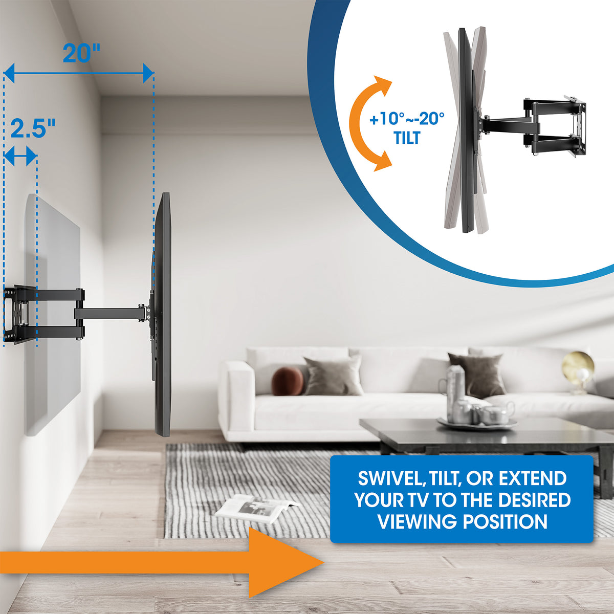 Outdoor Full-Motion TV Wall Mount, for 37" to 86" Displays Image 12