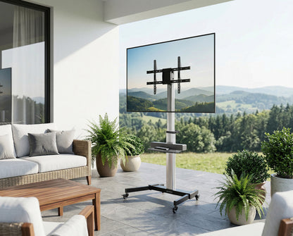 Aluminum Height-Adjustable Multimedia TV Cart, for 37" to 86" Displays Image 15