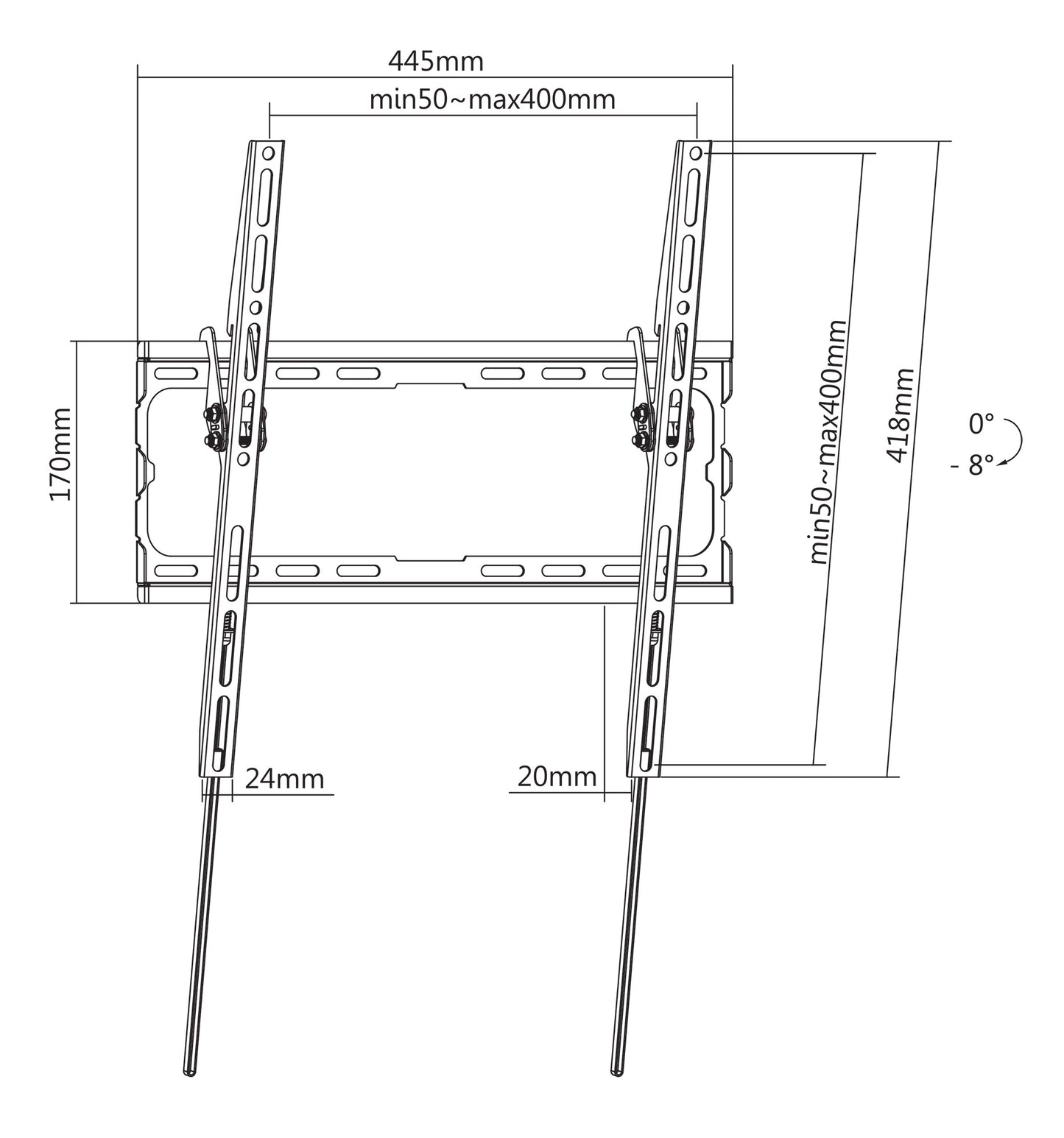 Low-Profile Tilting TV Wall Mount, for 32" to 70" Displays Image 8