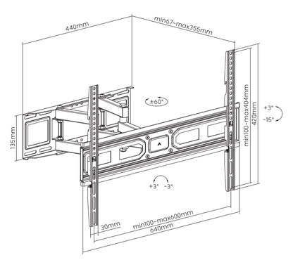 Full-Motion TV Wall Mount with Post-Leveling Adjustment, for 37" to 80" Image 11