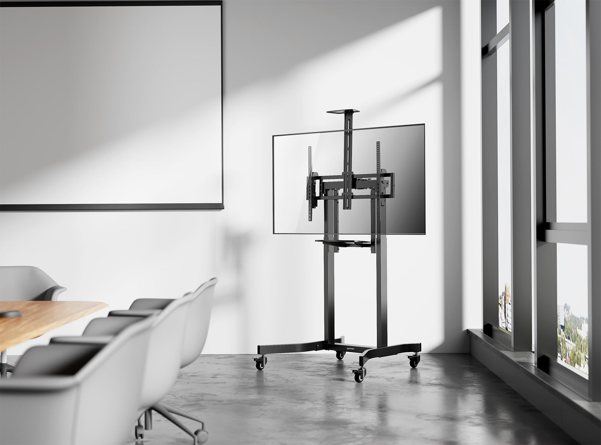 Motorized Height-Adjustable Multimedia TV Cart, for 55" to 100" Displays Image 3
