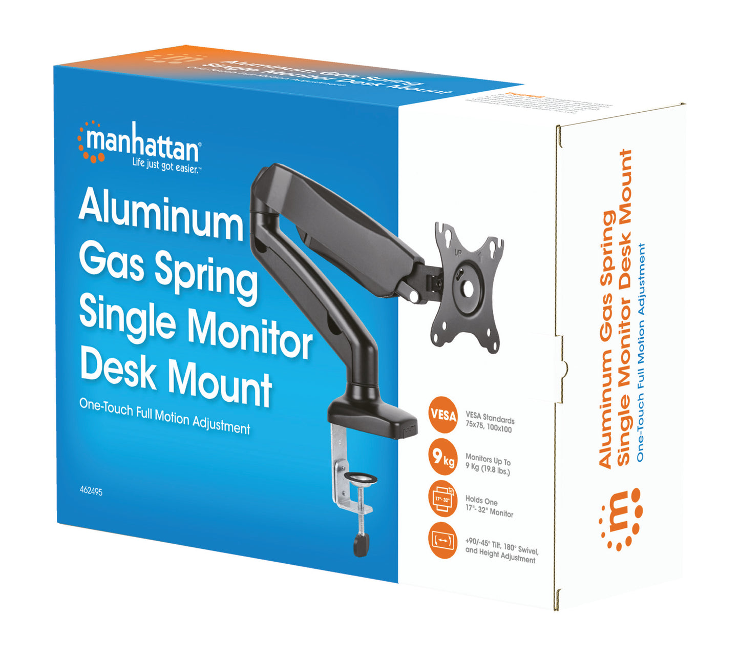Aluminum Gas Spring Single Monitor Desk Mount Packaging Image 2
