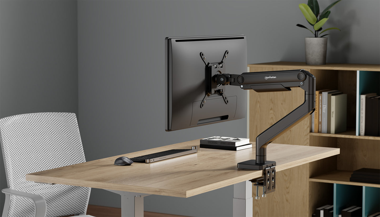 Heavy-Duty Aluminum Mechanical Spring Single Monitor Desk Mount,  for 17" to 49" Displays Image 3