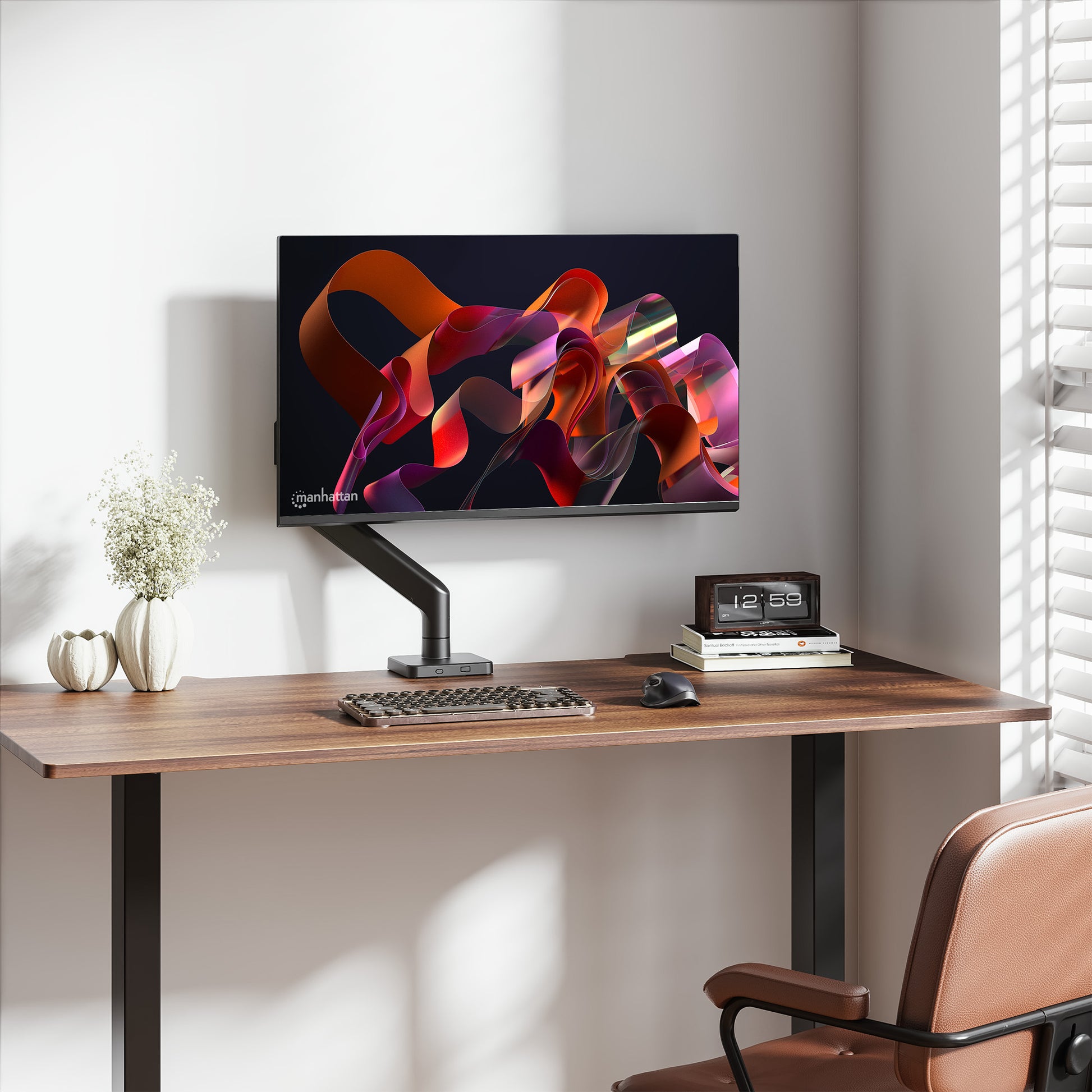 Heavy-Duty Aluminum Mechanical Spring Single Monitor Desk Mount,  for 17" to 49" Displays Image 6