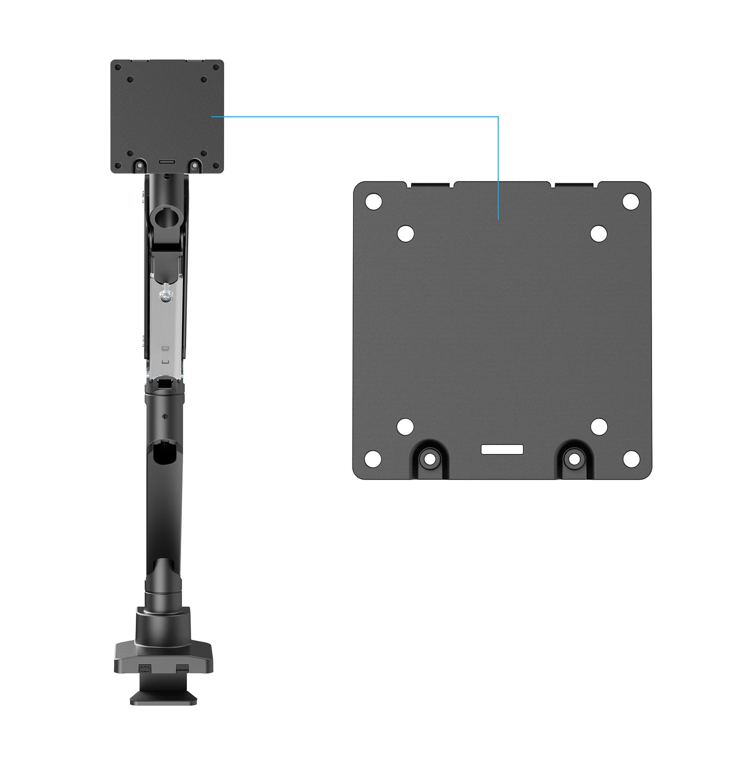 Ultra Heavy-Duty Aluminum Gas Spring Single Monitor Desk Mount with USB Ports Image 12
