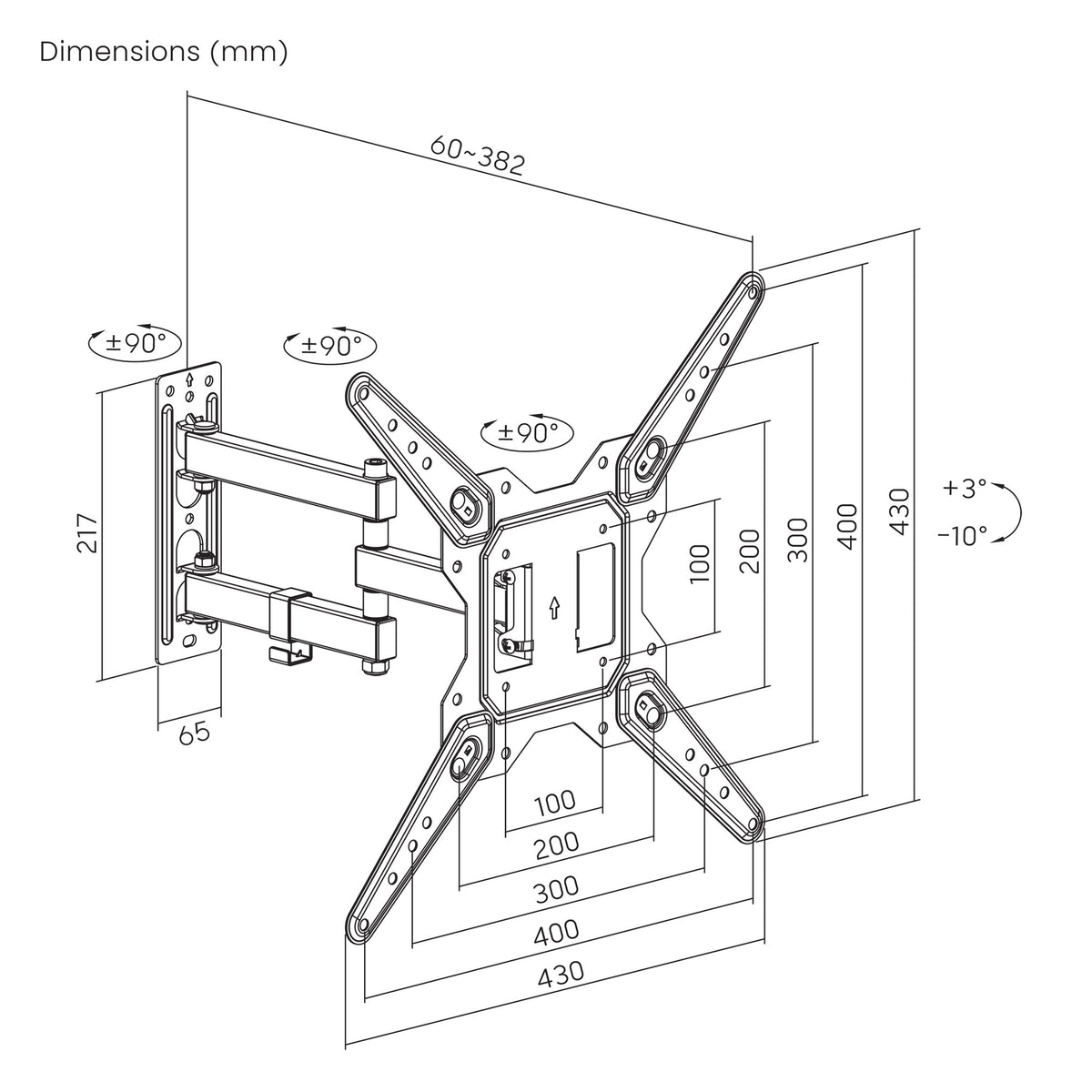 Full Motion TV Wall Mount with Articulating Arm, for 23" to 55" Displays Image 14
