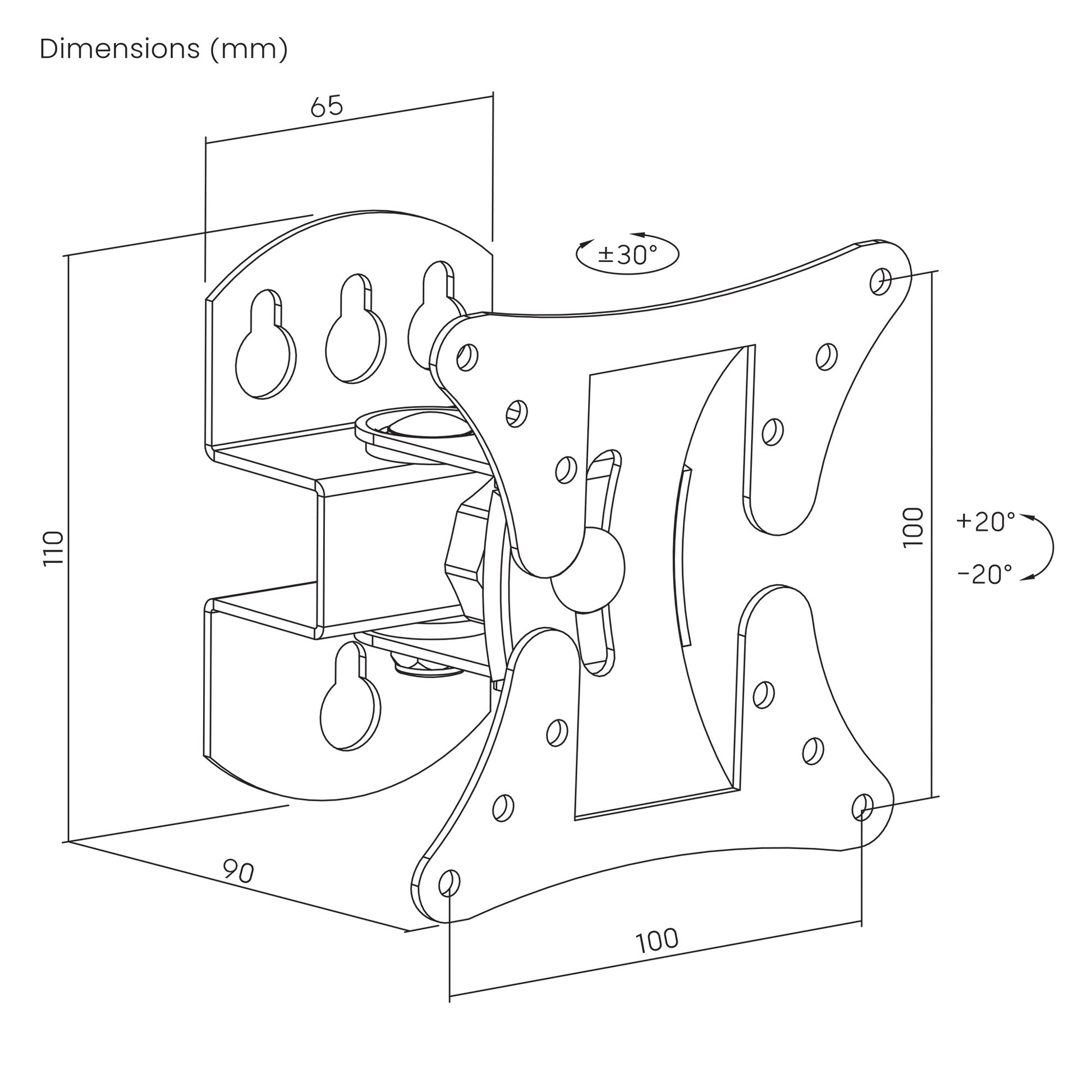 Pivoting TV Wall Mount with Tilt and Swivel, for 13" to 32" Displays Image 11