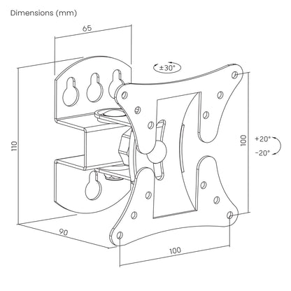 Pivoting TV Wall Mount with Tilt and Swivel, for 13" to 32" Displays Image 11