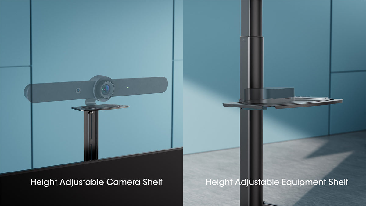 Multimedia TV Cart with Tool-Free Height Adjustment, for 37" to 86" Displays Image 6