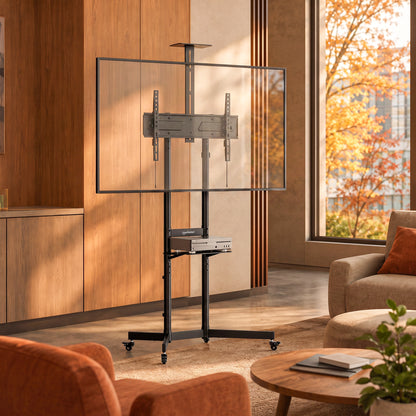 Economy Height-Adjustable Multimedia TV Cart, for 37" to 70" Displays Image 14