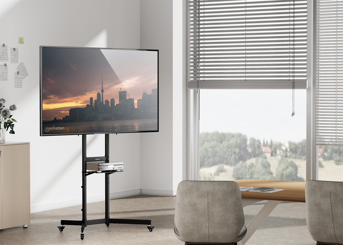 Economy Height-Adjustable Multimedia TV Cart, for 37" to 70" Displays Image 5