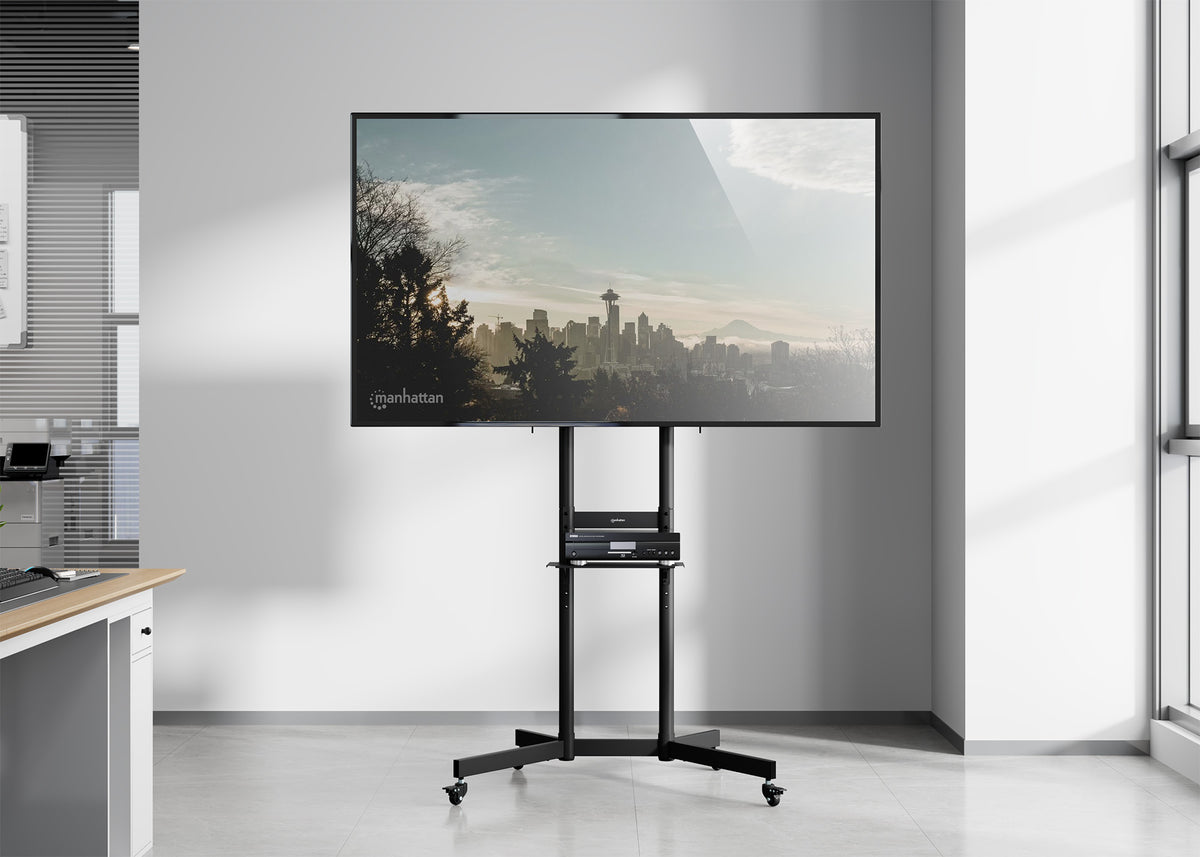 Economy Height-Adjustable Multimedia TV Cart, for 37" to 70" Displays Image 7