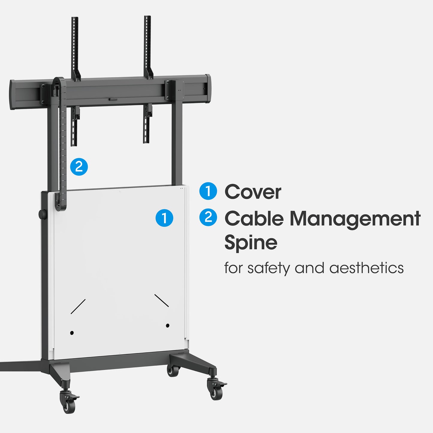 TV Cart with Tool-Free Lift & Lock Height Adjustment, for 50" to 100" Displays Image 13