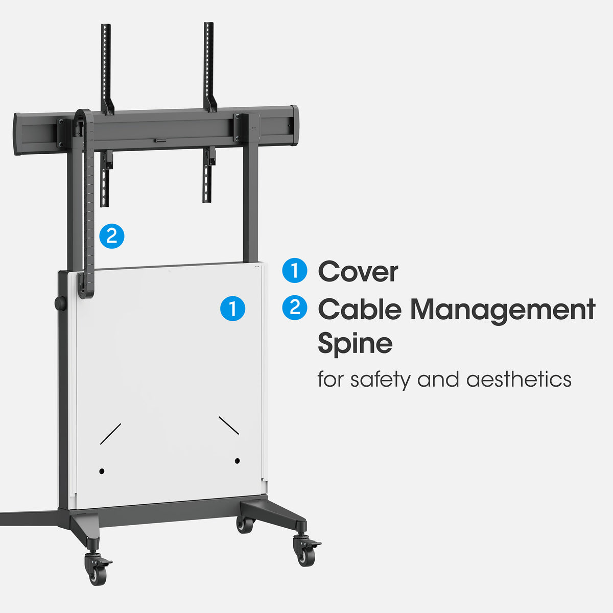 TV Cart with Tool-Free Lift & Lock Height Adjustment, for 50" to 100" Displays Image 13