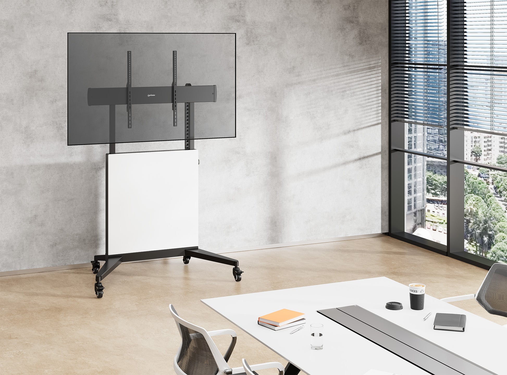 TV Cart with Tool-Free Lift & Lock Height Adjustment, for 50" to 100" Displays Image 3