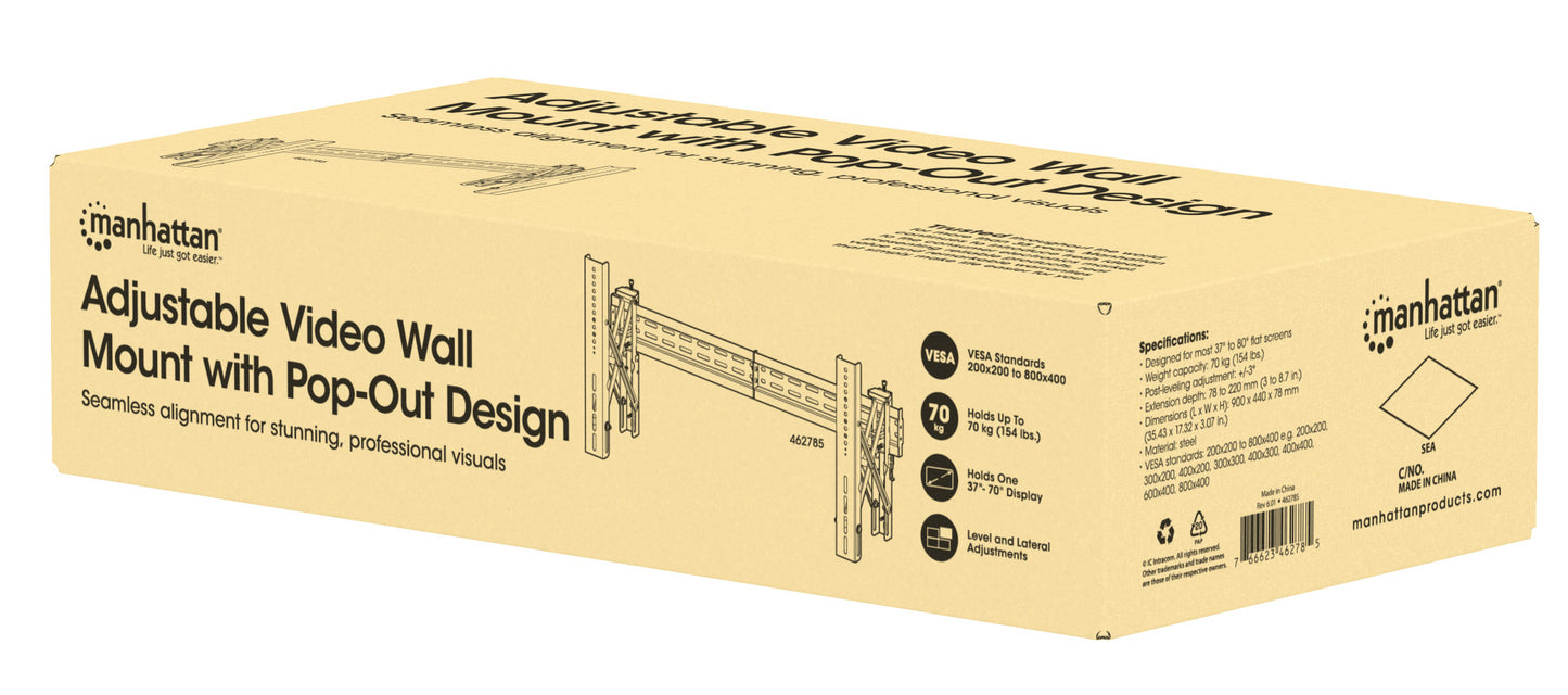 Adjustable Video Wall Mount with Pop-Out Design, for 37" to 80" Displays Packaging Image 2