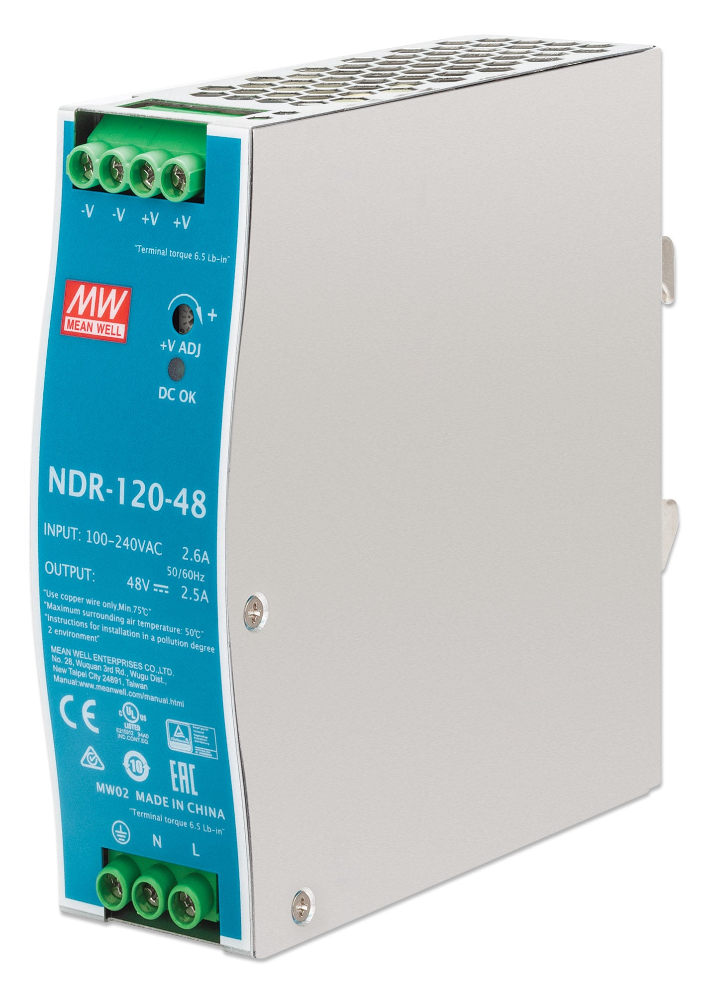 Industrial DIN-Rail Mount Power Supply Unit - 120W Image 1